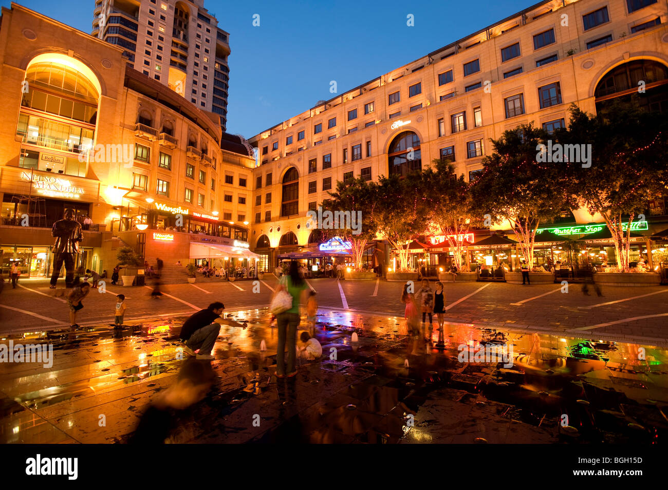 Nelson Mandela Square in the evening. Sandton, Johannesburg, South