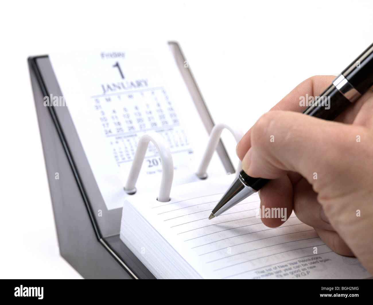 A desk calendar isolated against a white background Stock Photo