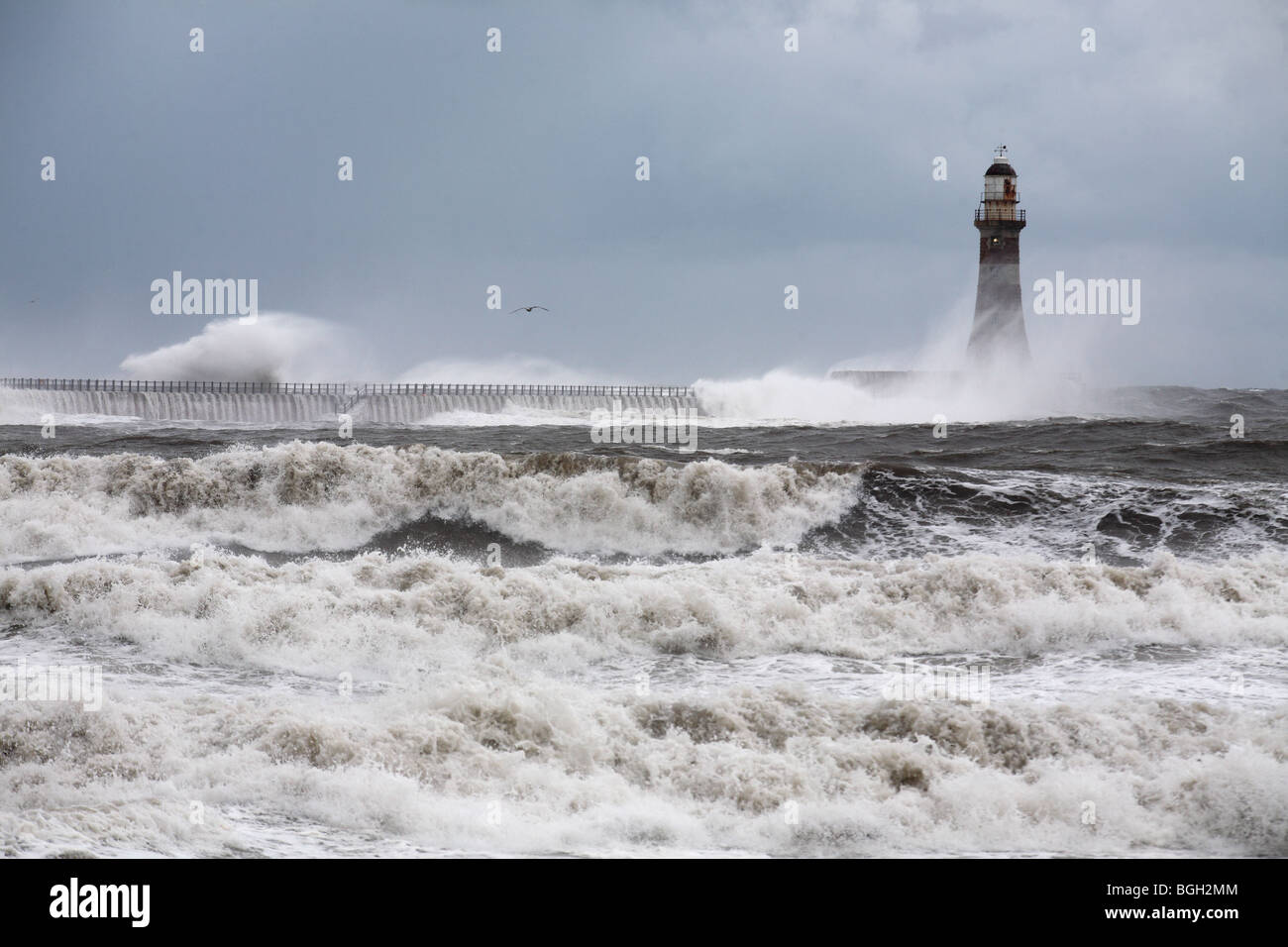 Stormy weather at Roker in winter, Sunderland Stock Photo Alamy
