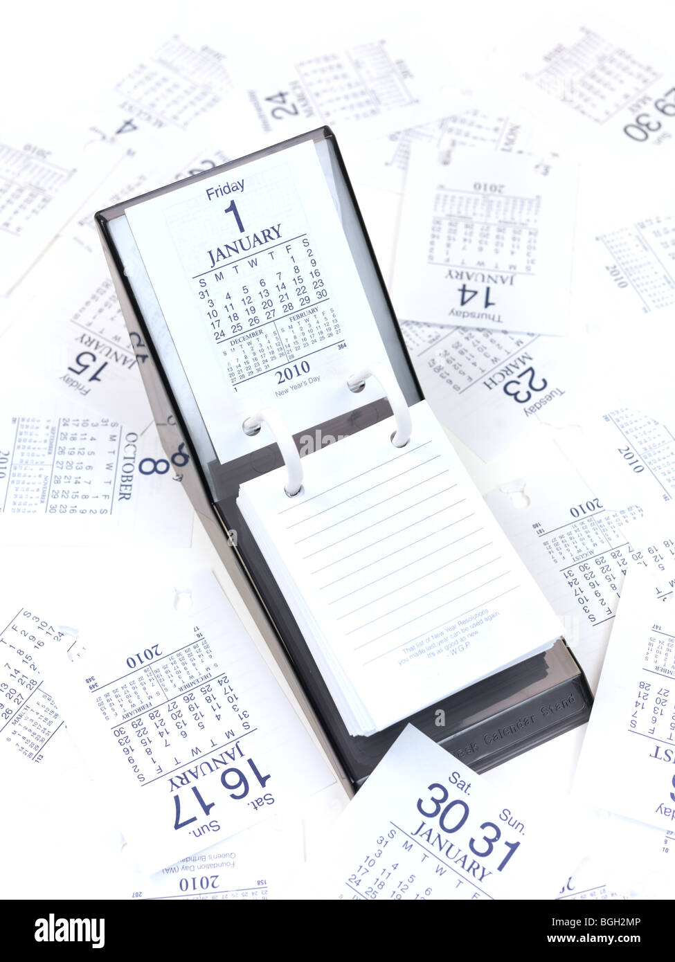 A desk calendar isolated against a white background Stock Photo - Alamy