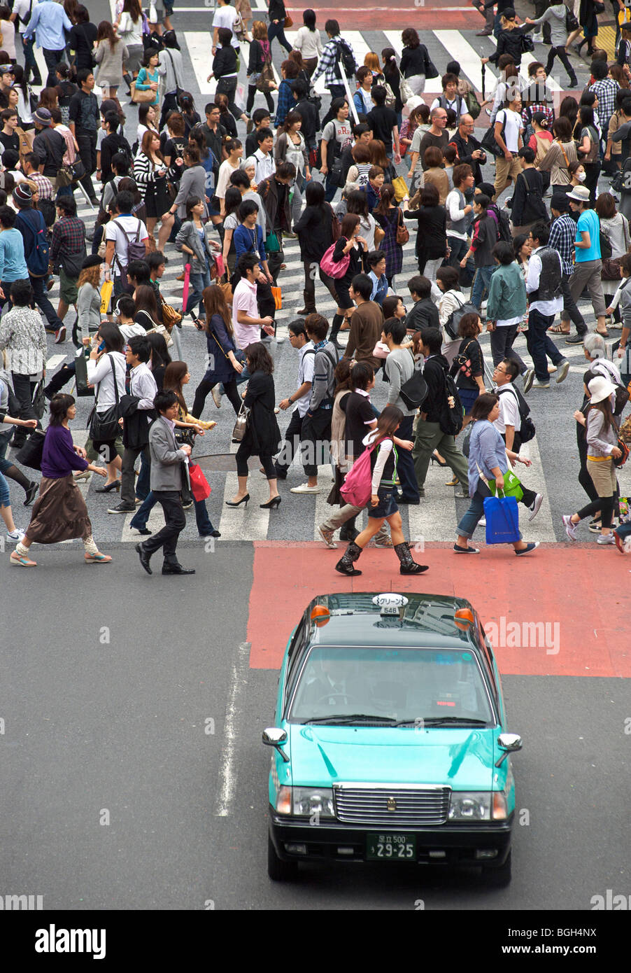 Shibiuya crossing. Crowded pedestrian crossing, Tokyo, Japan Stock