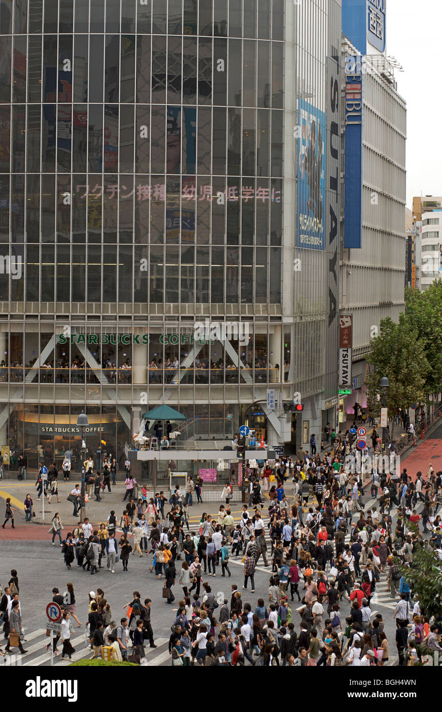 Shibiuya crossing. Crowded pedestrian crossing, Tokyo, Japan Stock