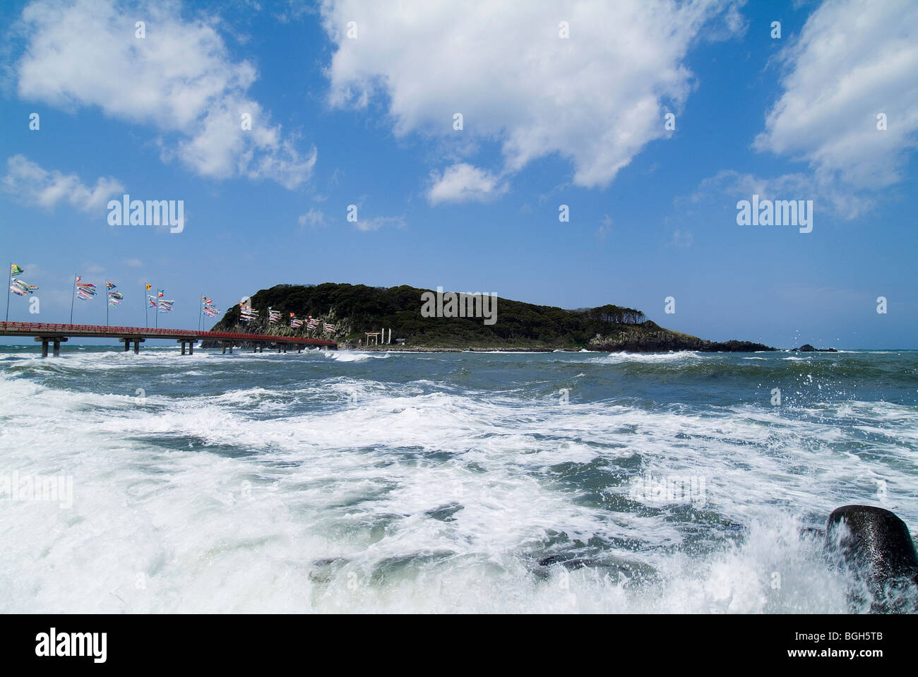 Carp streamers on bridge over sea Stock Photo Alamy