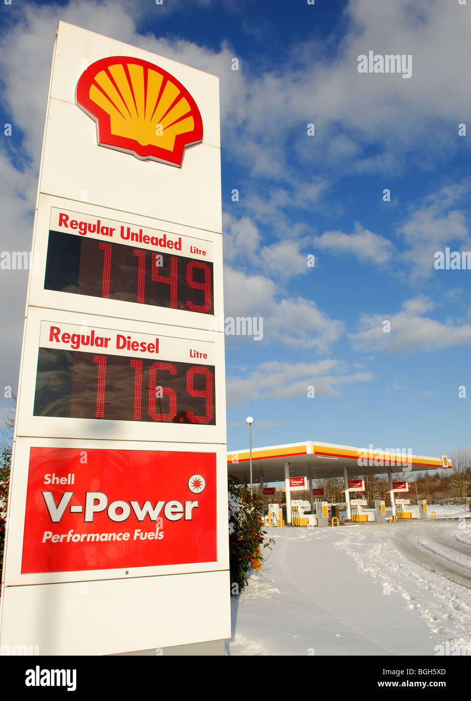 Shell Fuel Sign M1 Services. Stock Photo