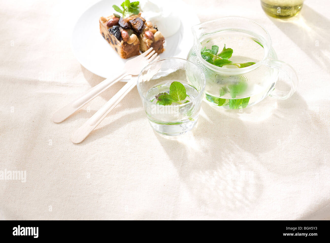Cake and herbal tea Stock Photo Alamy