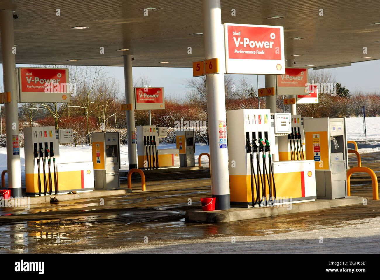 Shell Petrol Station Motorway Services. Stock Photo