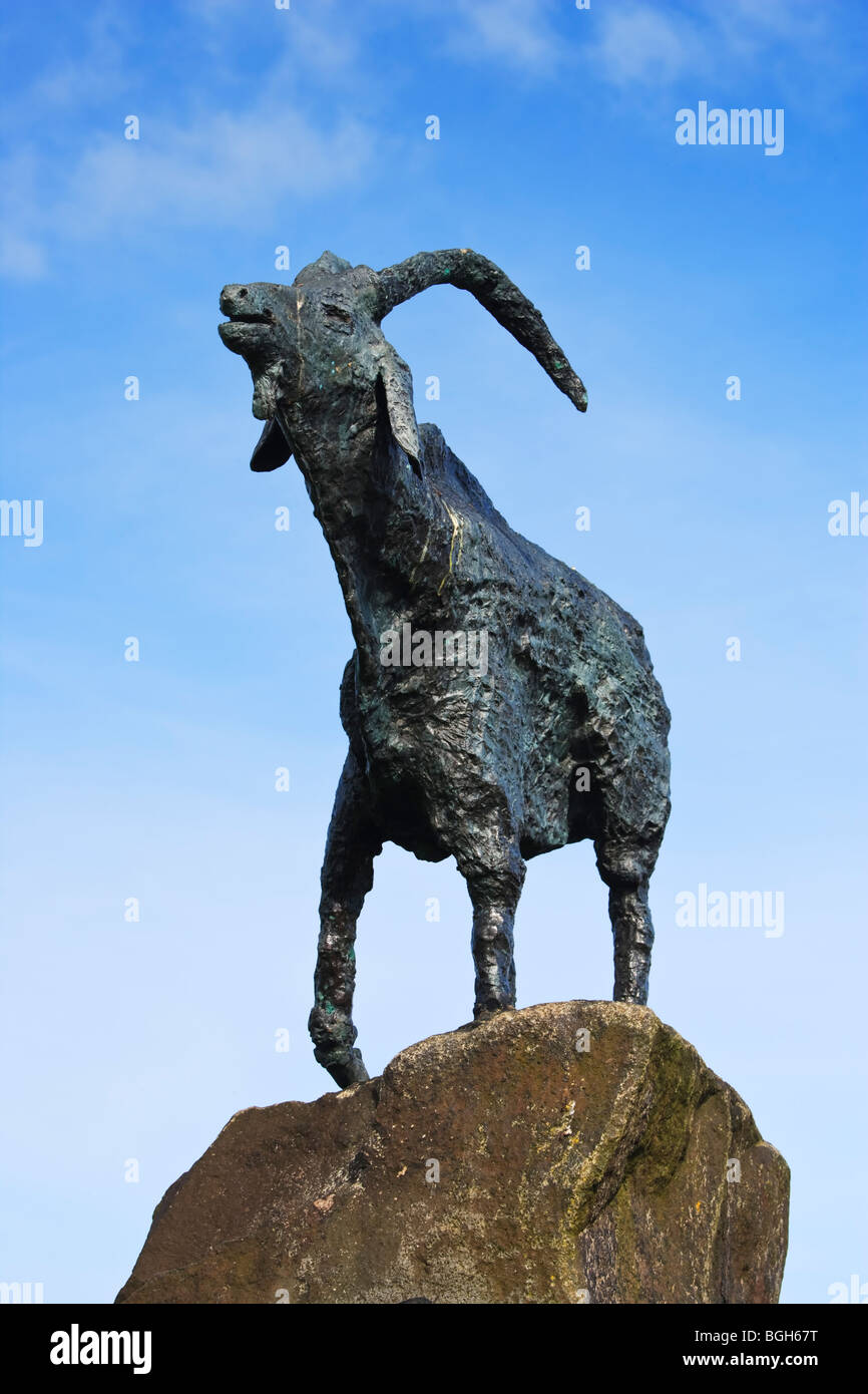 'Johann the Goat', a sculpture by Deborah Brown and presented to the village of Cushendun, County Antrim, Northern Ireland Stock Photo