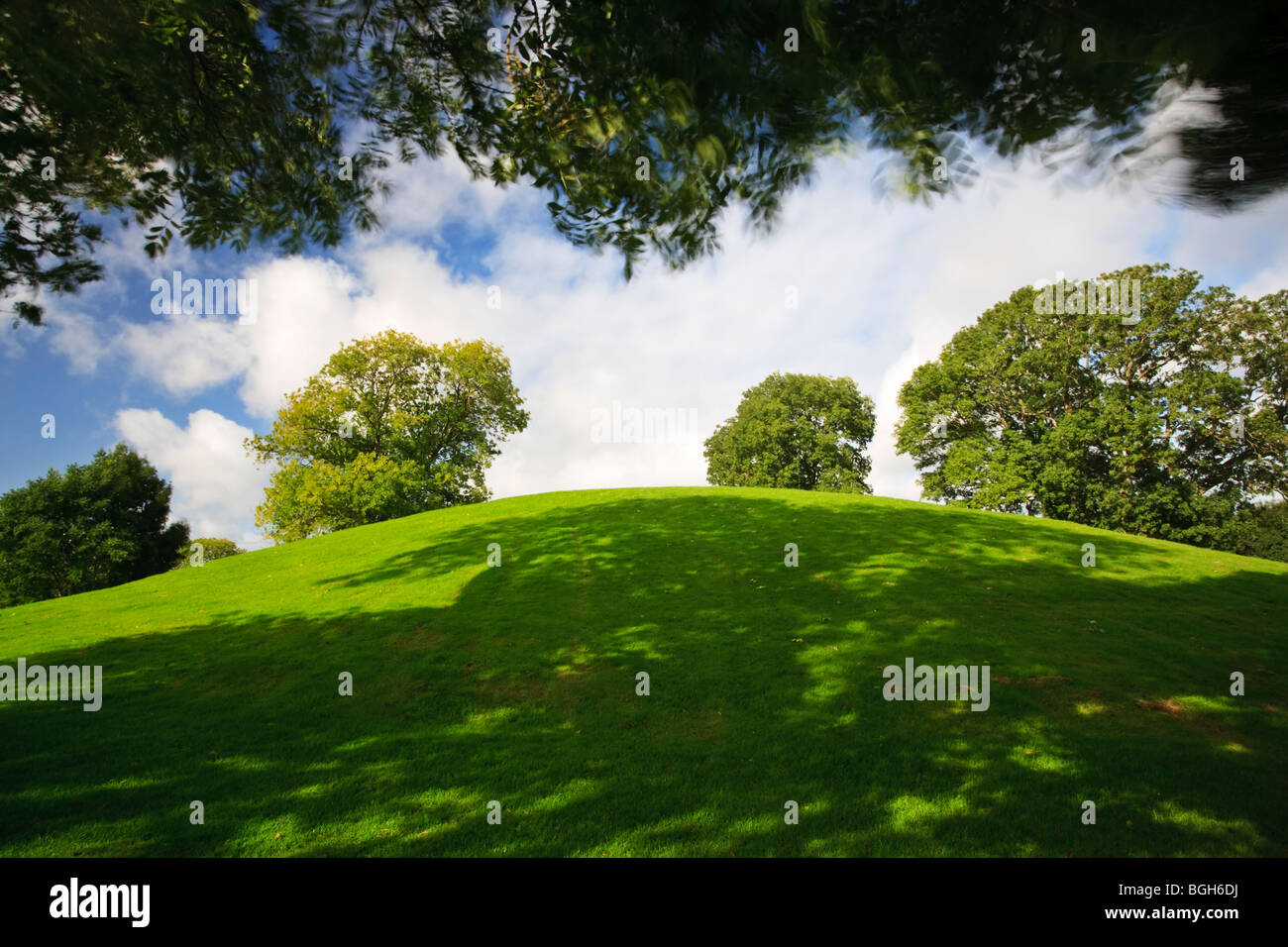 The mound of Navan Fort, an Iron-Age structure near the town of Armagh, County Armagh, Northern Ireland Stock Photo