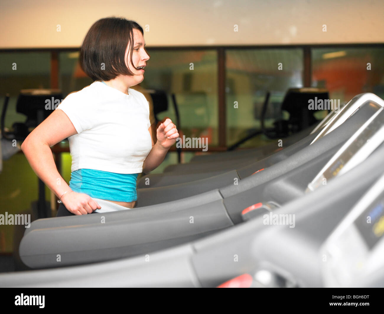 Lady on a Treadmill Stock Photo Alamy