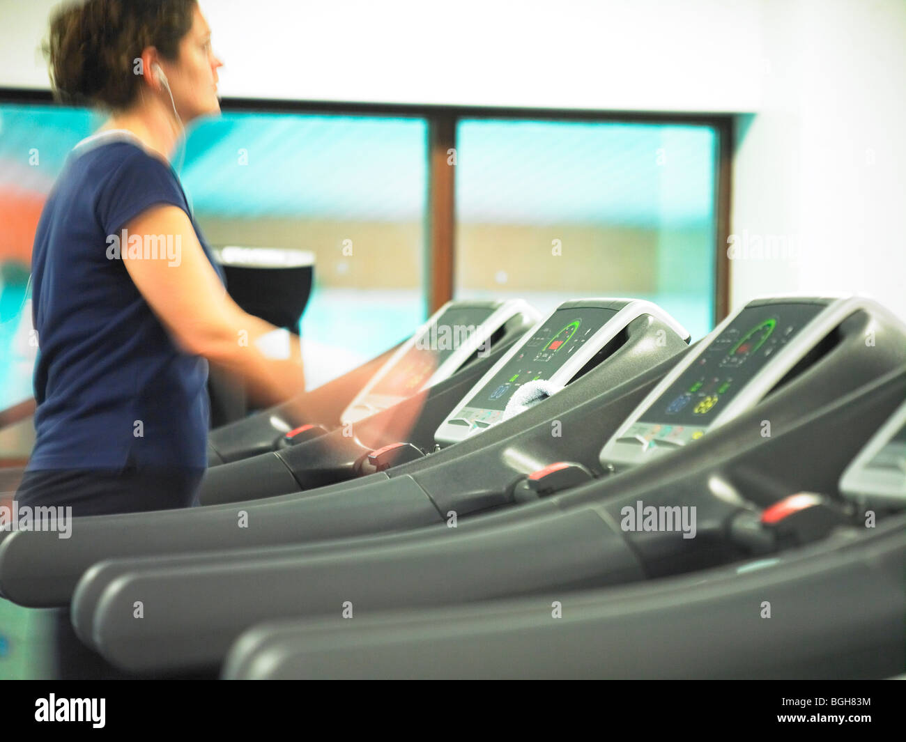 Lady on a Treadmill Stock Photo Alamy