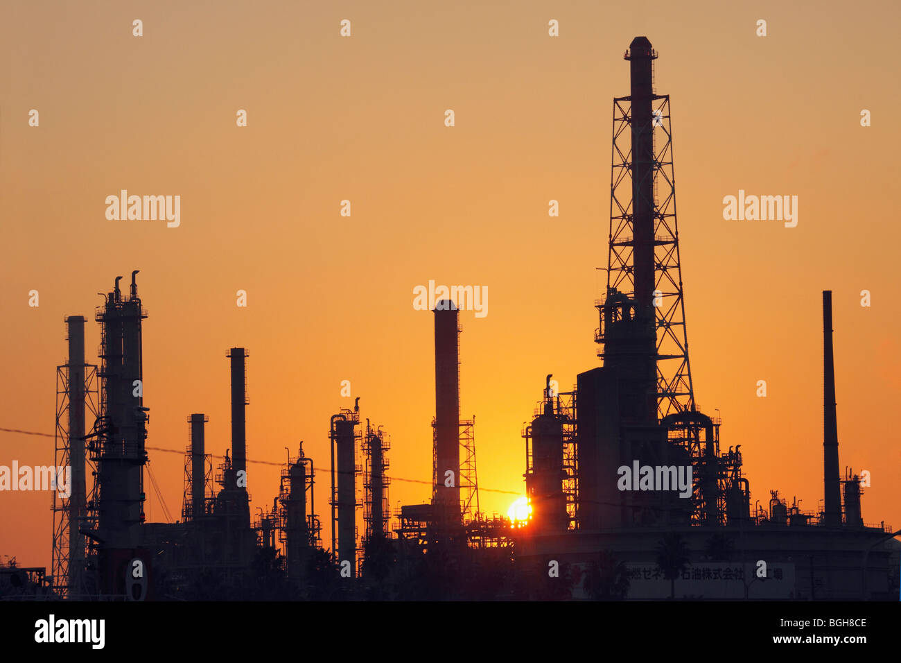 Oil industrial complex in sunset. Nishi-ku Sakai Osaka Japan Stock Photo