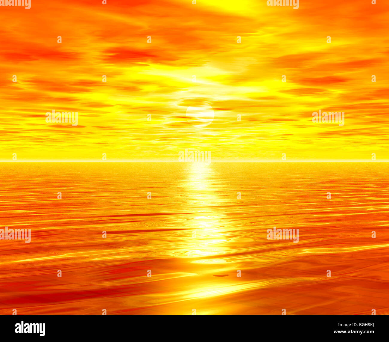 Bright orange sunrise over sea Stock Photo - Alamy