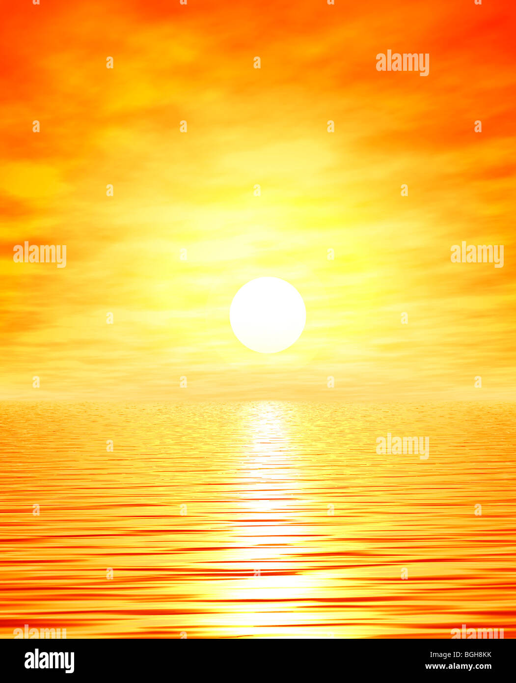 Bright orange sunrise over sea Stock Photo Alamy