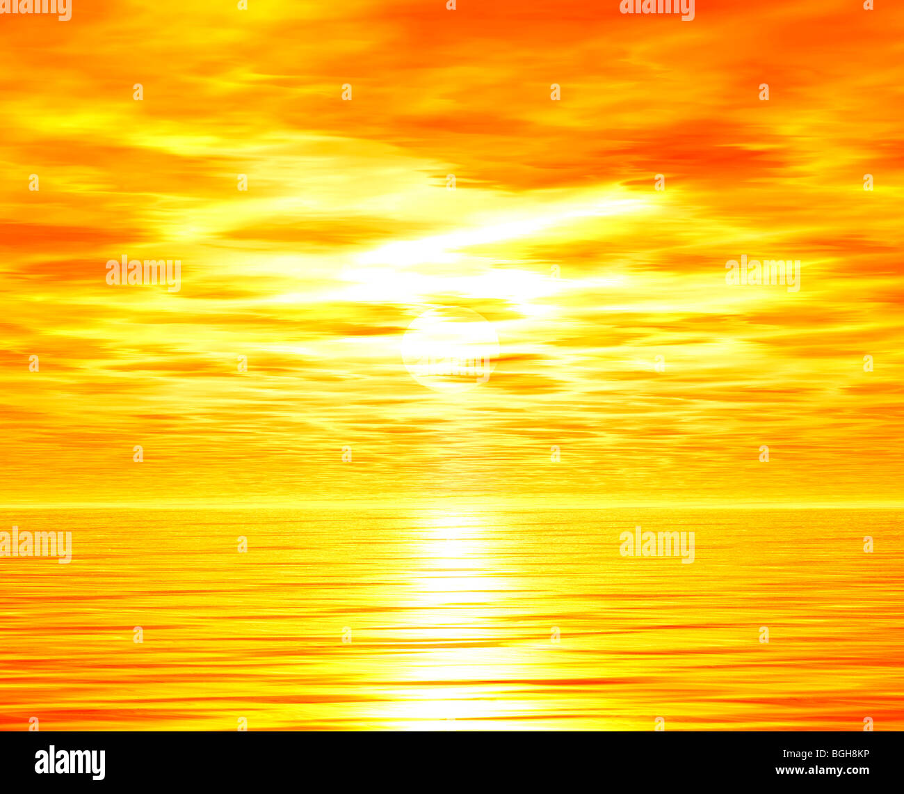 Bright orange sunrise over sea Stock Photo - Alamy