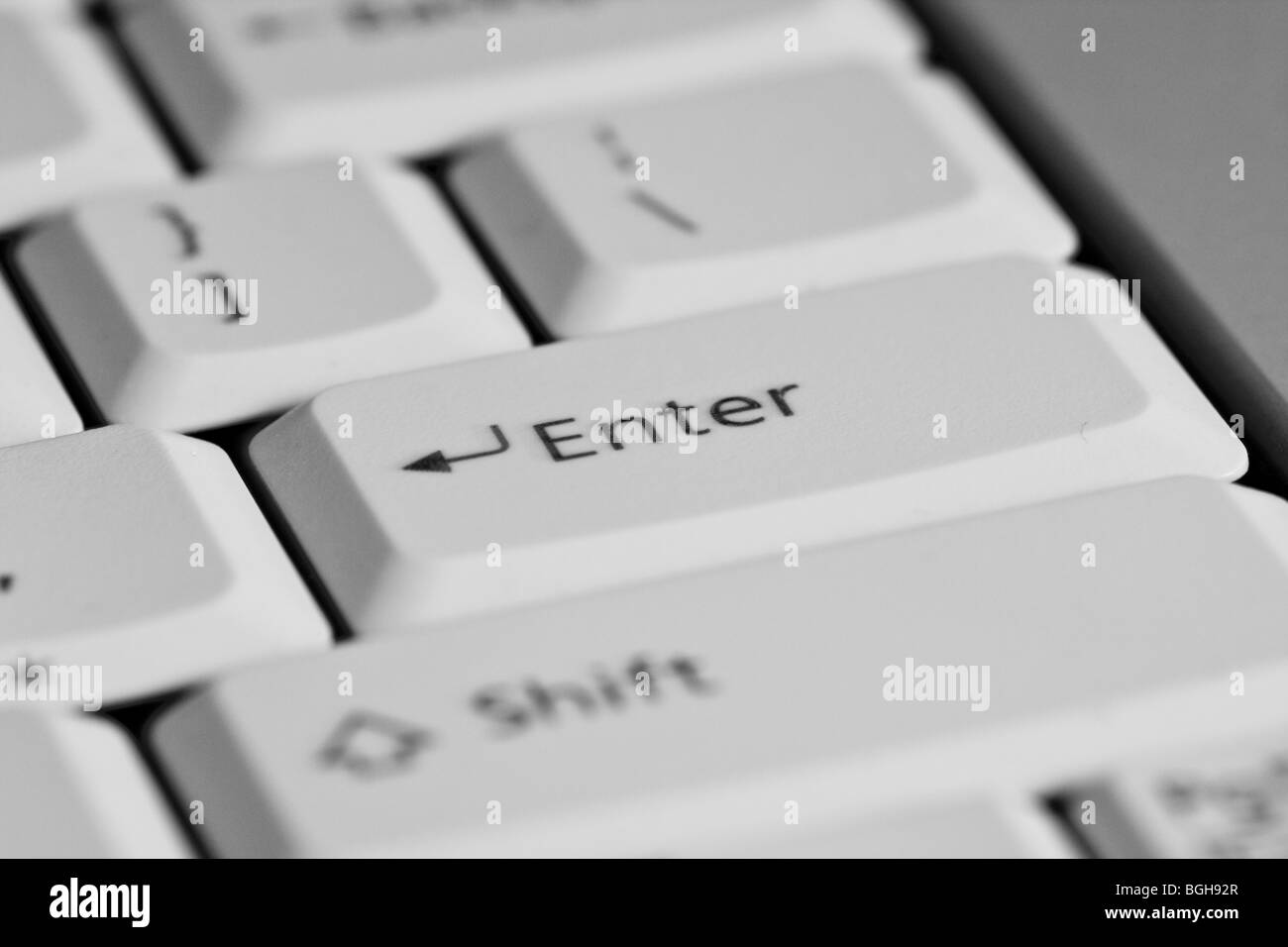 'enter key' keyboard white computer Stock Photo
