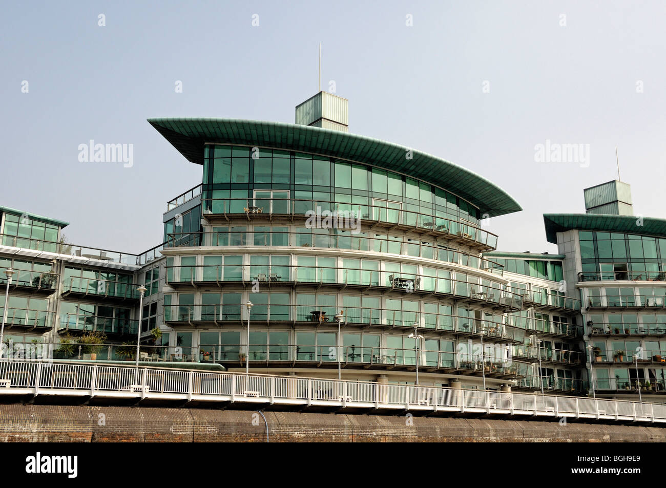 Modern Flats with balconies Wapping Tower Hamlets East London England UK Stock Photo