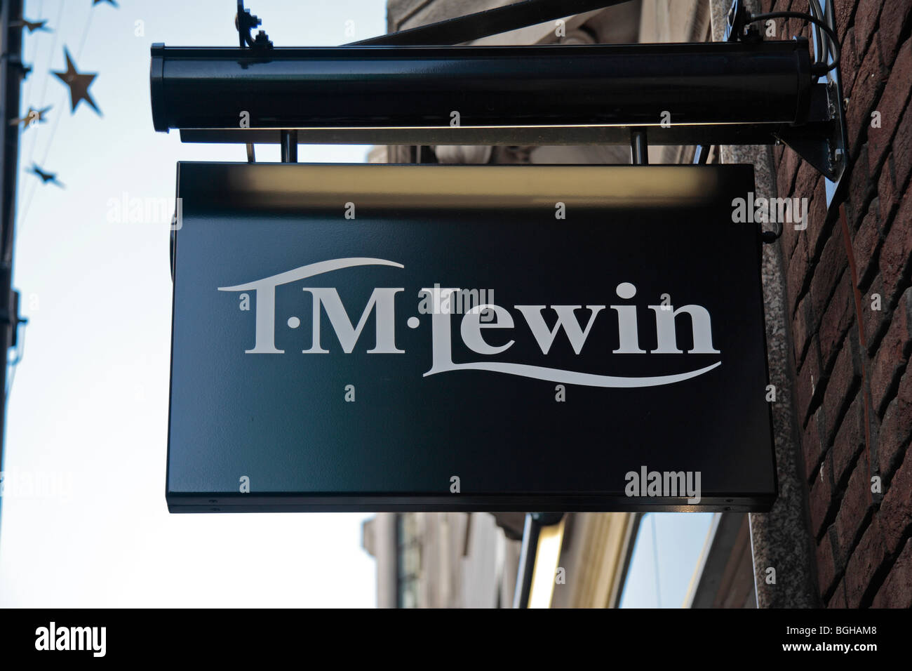 A sign above the T M Lewin shirtmakers and outfitters in London. Nov 2009 Stock Photo