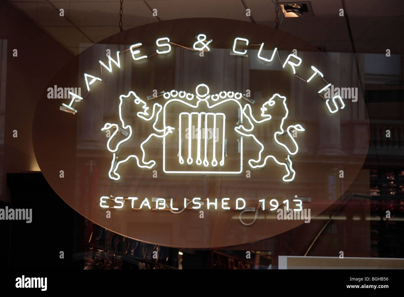 The shop front and entrance to the Hawes & Curtis men's clothing shop
