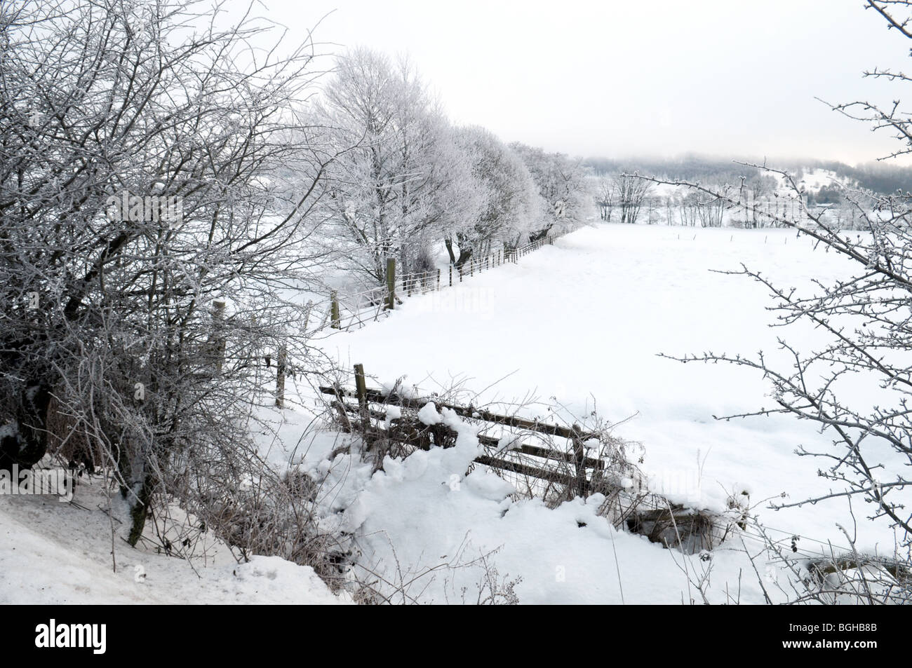 A snowy landscape scene in Perthshire, Scotland Stock Photo