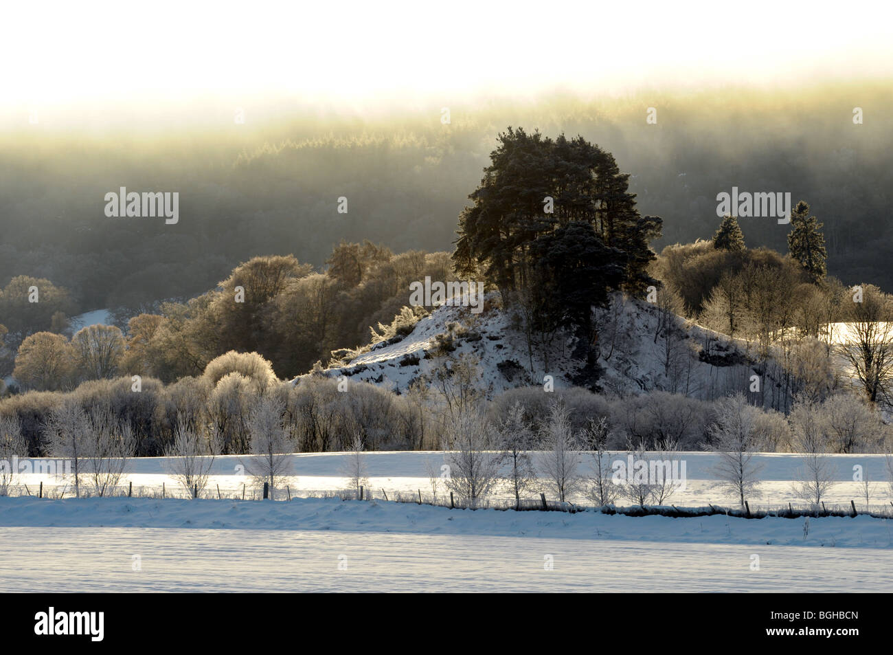 A snowy landscape scene in Perthshire, Scotland Stock Photo