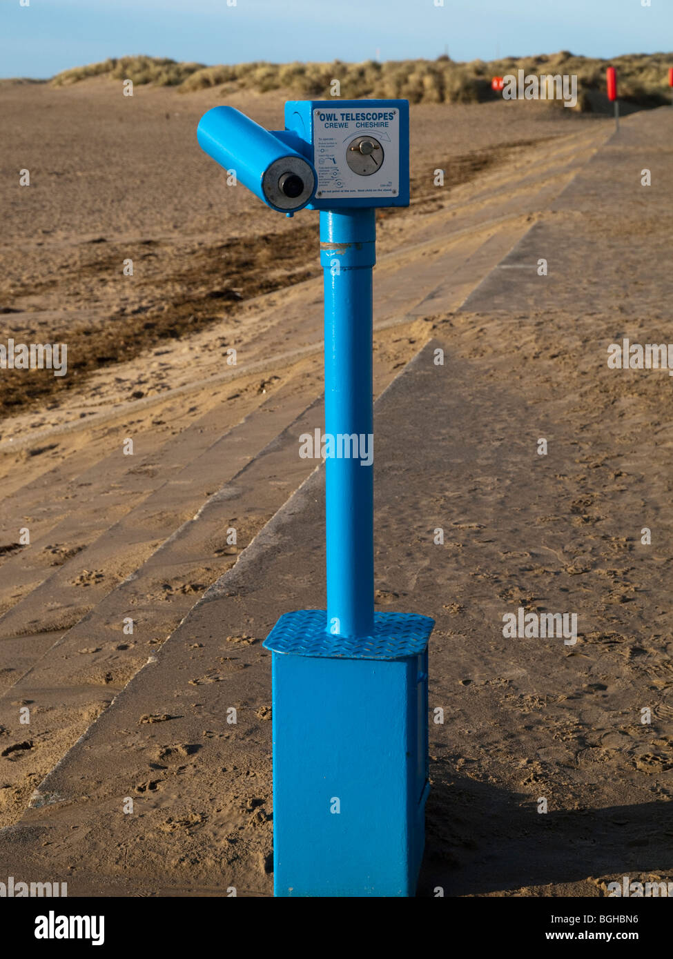 A coin operated telescope on the seafront at Aberdovey (Aberdyfi), Gwynedd Mid Wales UK Stock Photo