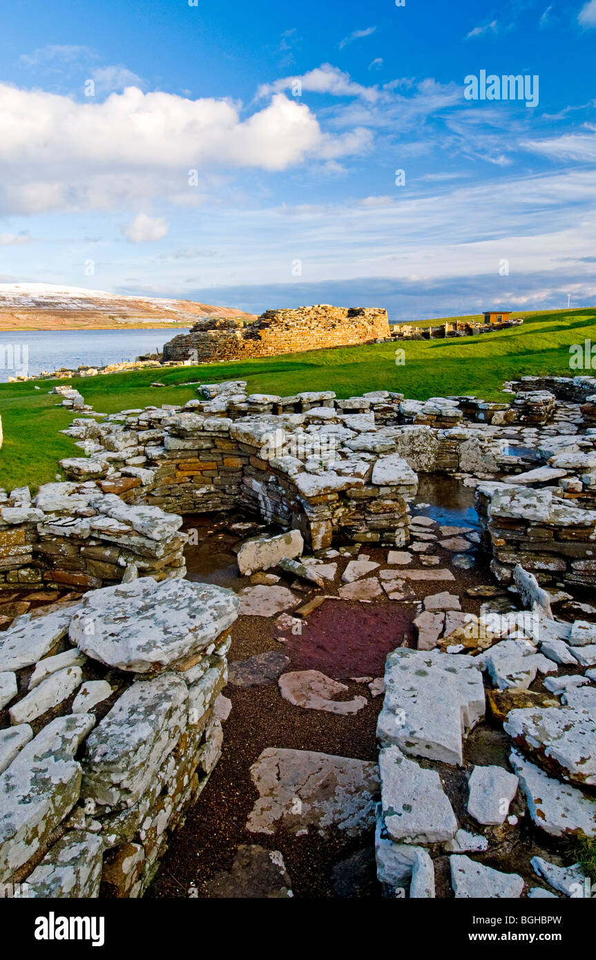 The Pictish / Norse site of the Broch o' Gurness on the Knowe o' Aikerness Mainland Orkney Isles Scotland.  SCO 5805 Stock Photo