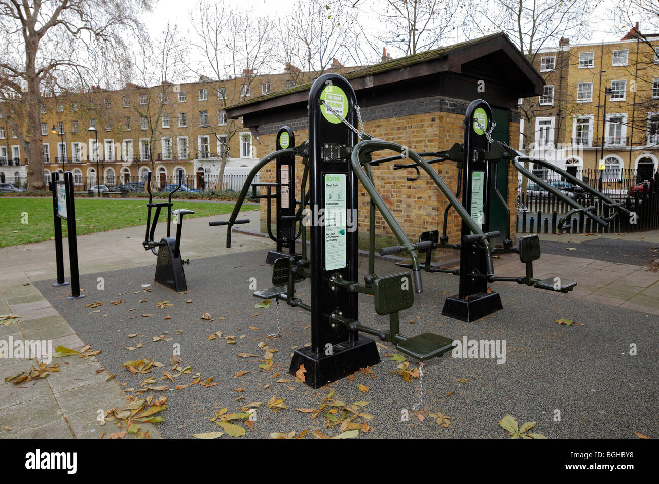 An Outdoor Gym. Argyle Square, Camden, London. Stock Photo