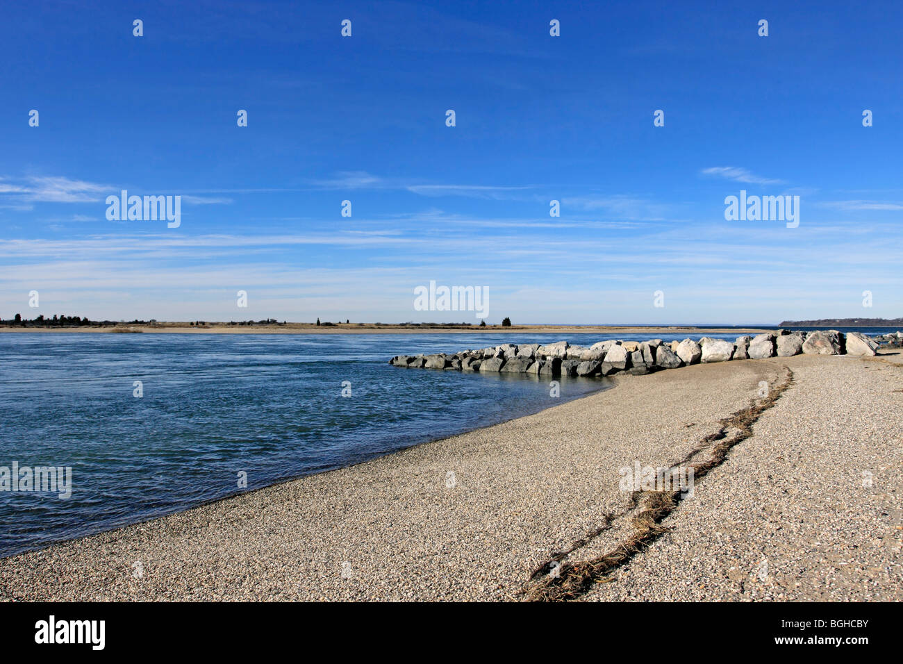 West Meadow Beach at Stony Brook harbor, Long Island, NY Stock Photo