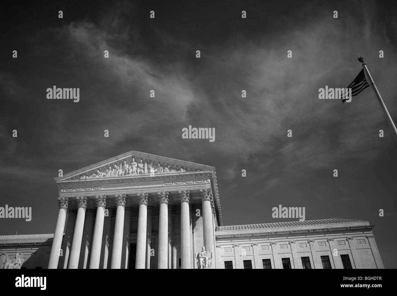 A view of the United States Supreme Court Building.  Stock Photo