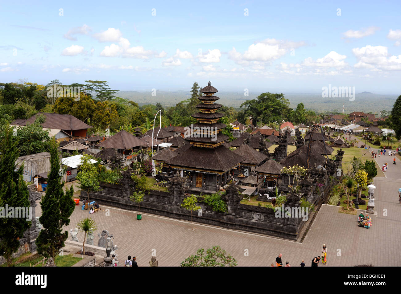 Pura Besakih, high on the slopes of Mt. Agung, is the Mother Temple of Bali, the most important temple complex on the island. Stock Photo