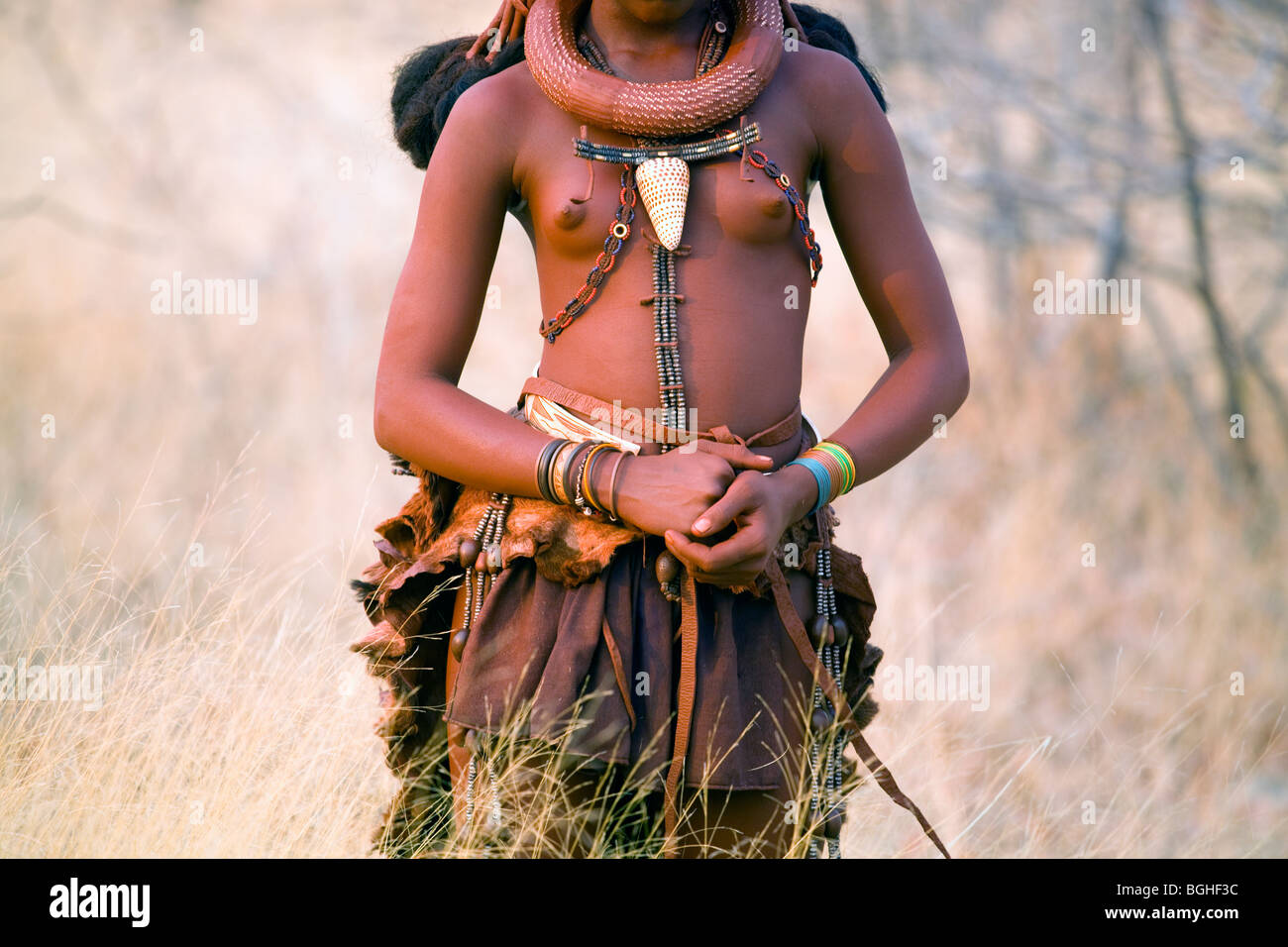 Young girl of the Himba tribe, Opuwo, Namibia Stock Photo