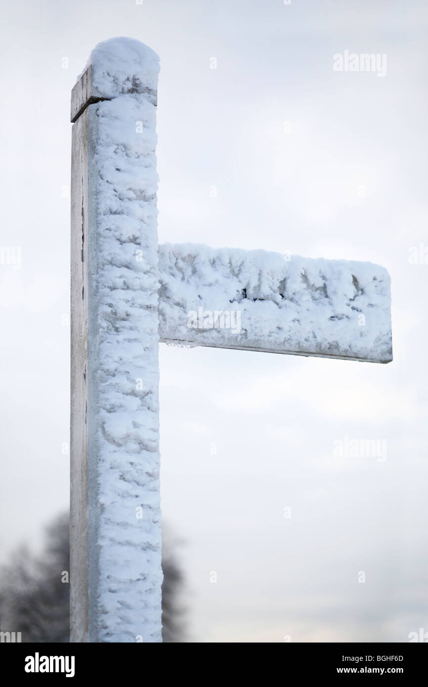 Snow Sign Post sign post covered with snow richmond park london uk winter 2010 Stock ...