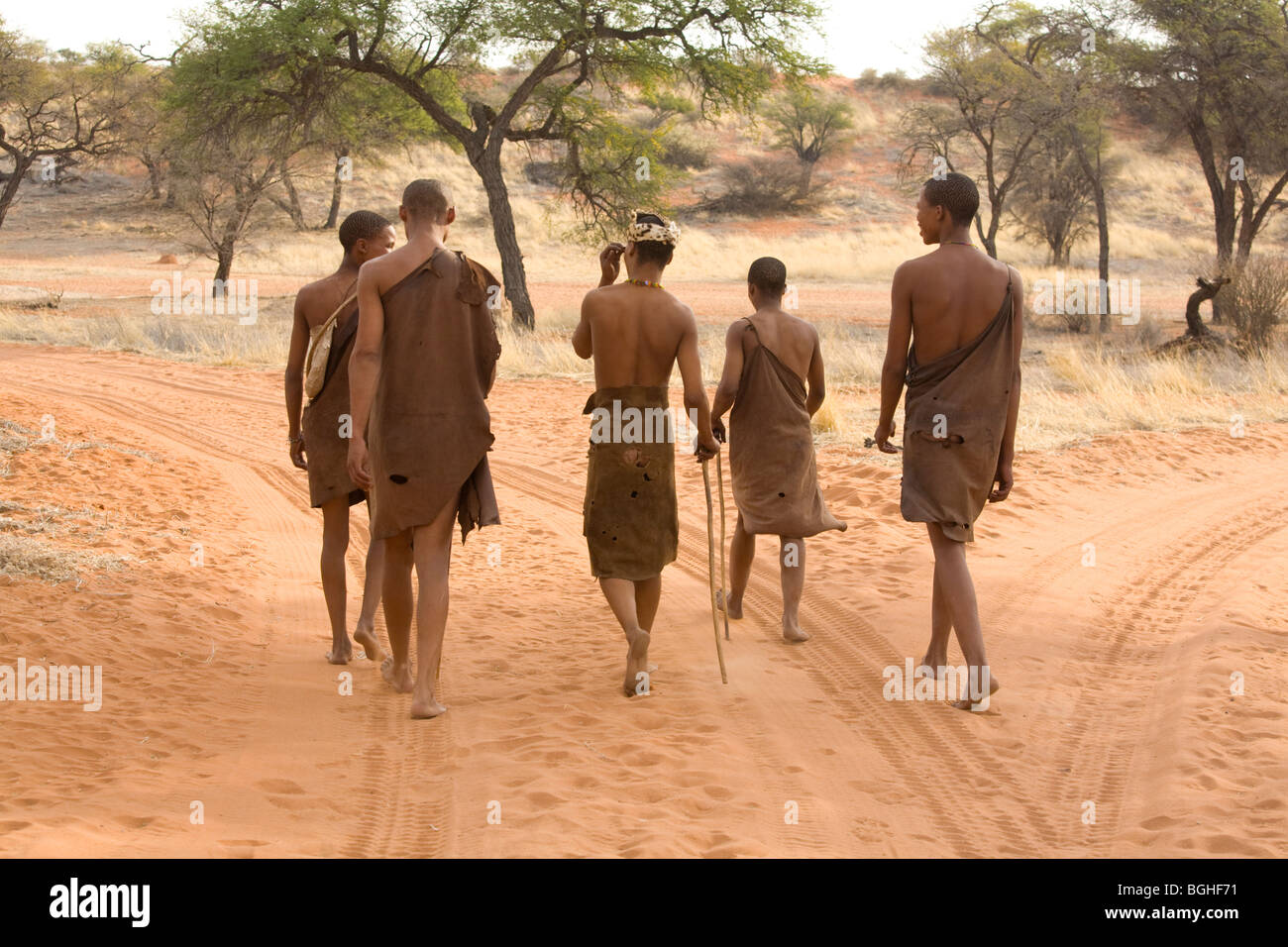 Bushmen trackers, Kalahari Desert, Namibia Stock Photo