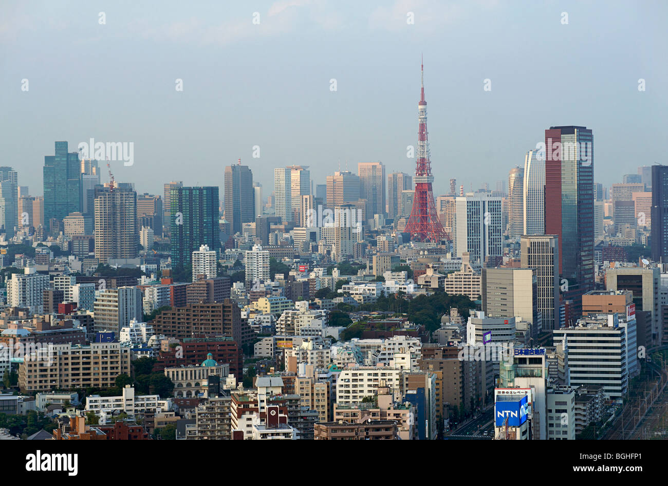 Tokyo skyline from Shinagawa with Tokyo Tower, Tokyo, Japan Stock Photo