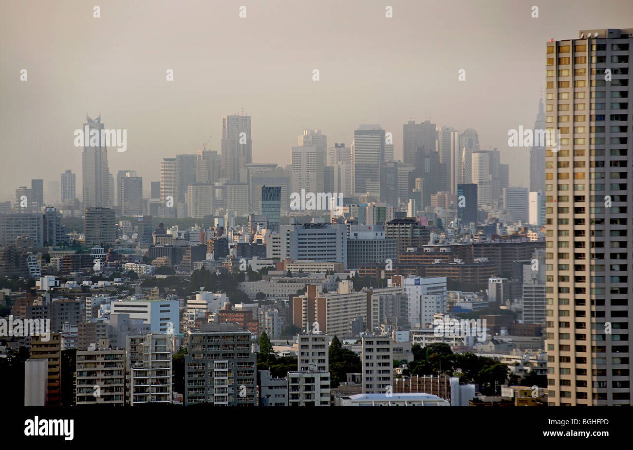 Shinjuku skyline viewed from Shinagawa. Tokyo, Japan Stock Photo