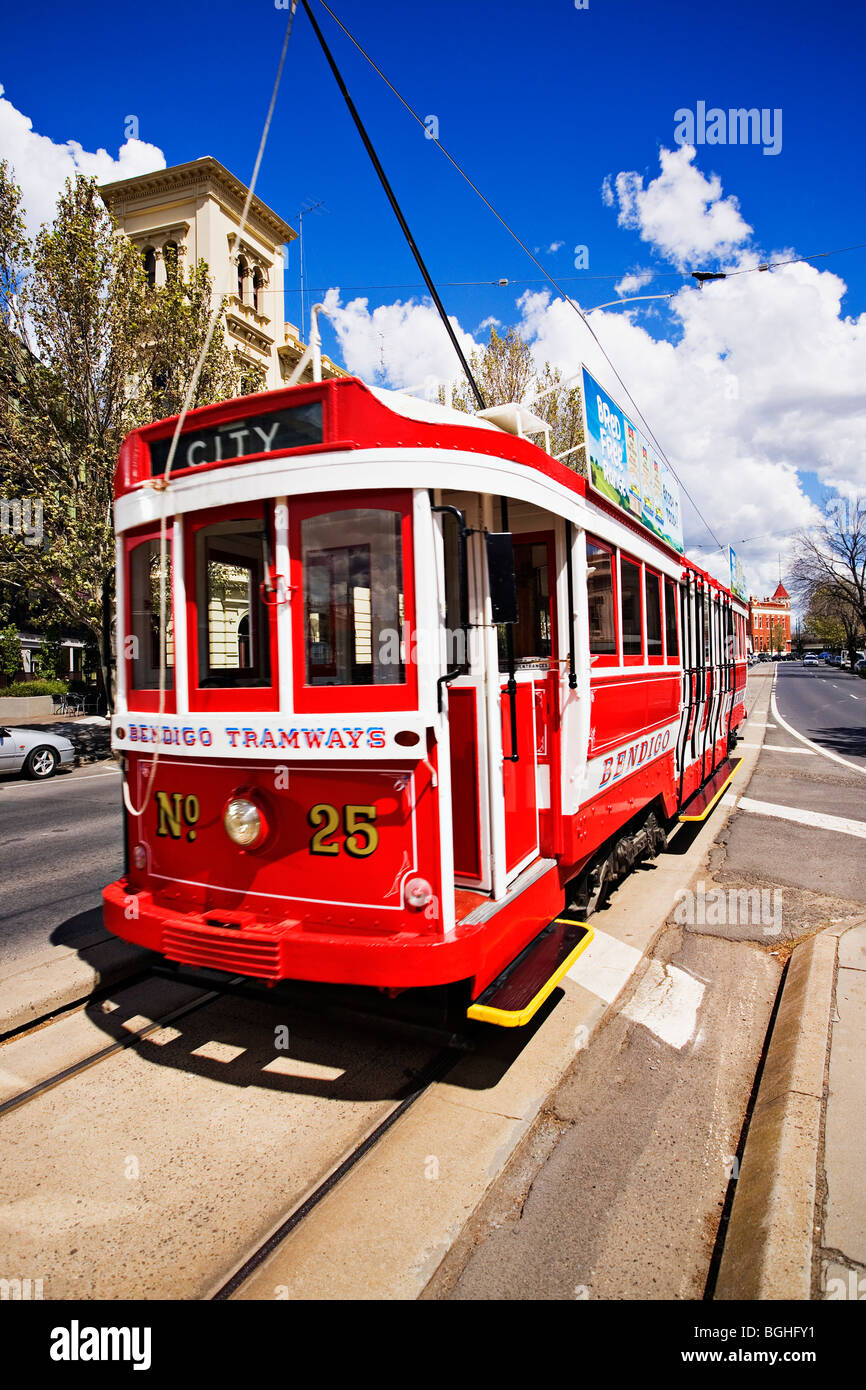 Bendigo Australia / Vintage Bendigo trams in the regional City of Bendigo Victoria Australia. Stock Photo