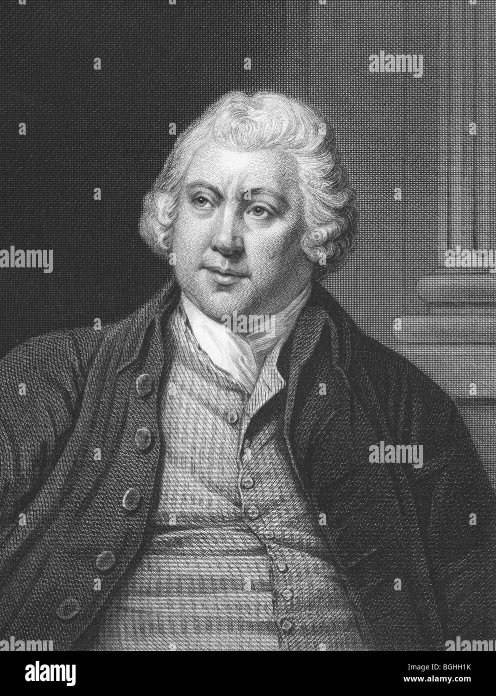 Richard Arkwright on engraving from the 1850s. The creator of modern factory system. Stock Photo