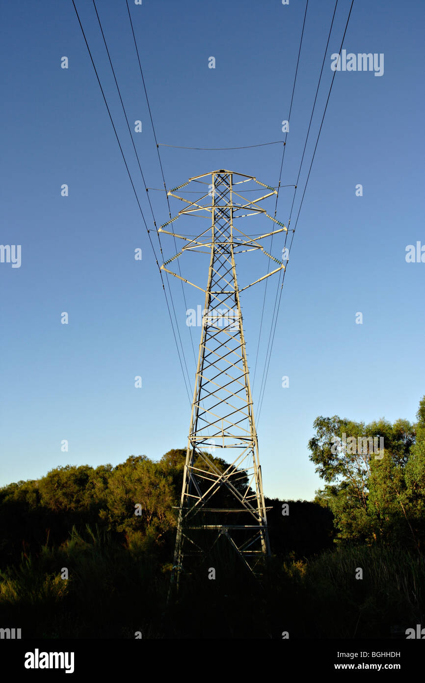 High tension electrical power tower at Margaret River in Western
