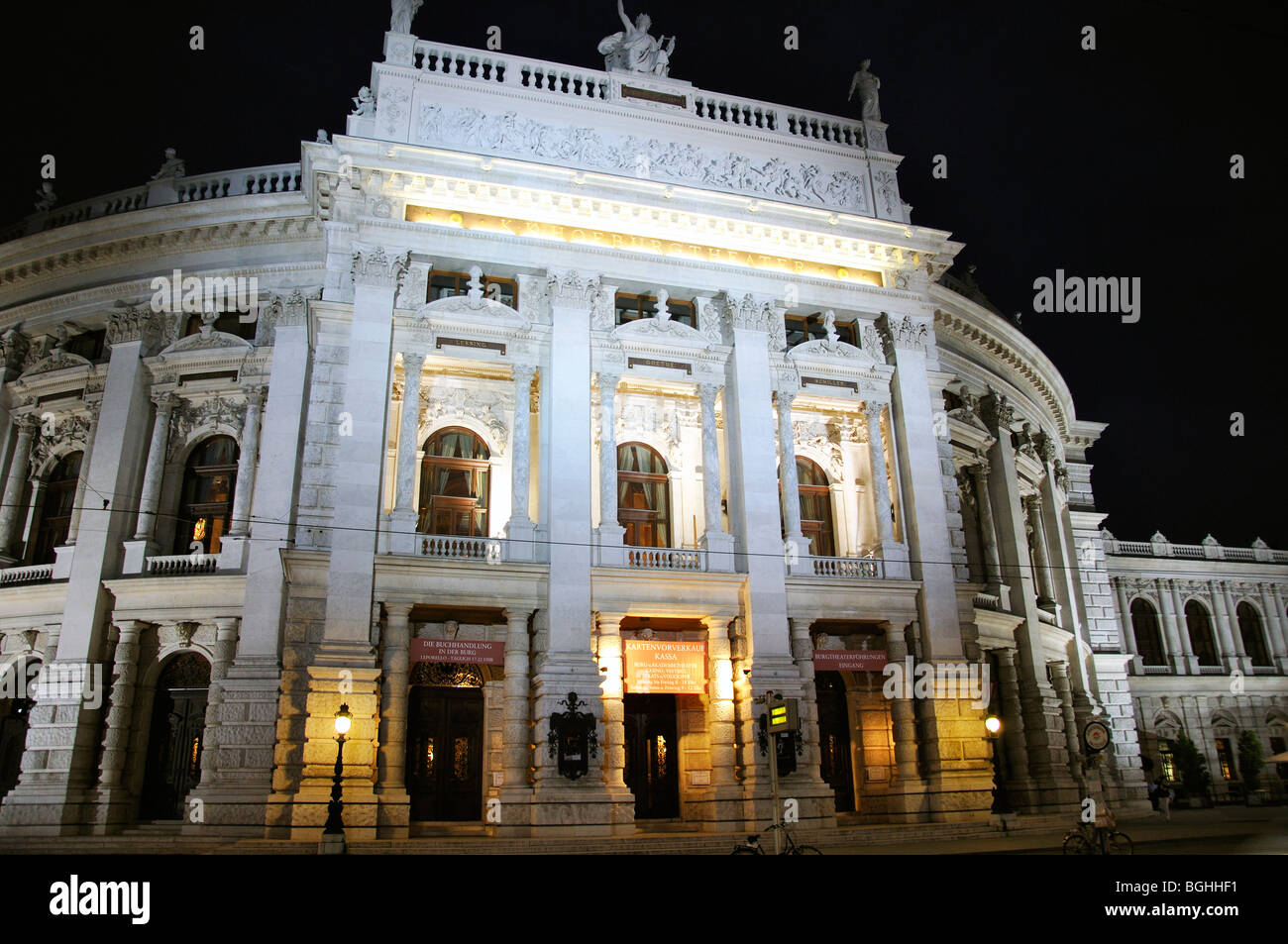 Burgtheater at night, Vienna, Austria Stock Photo