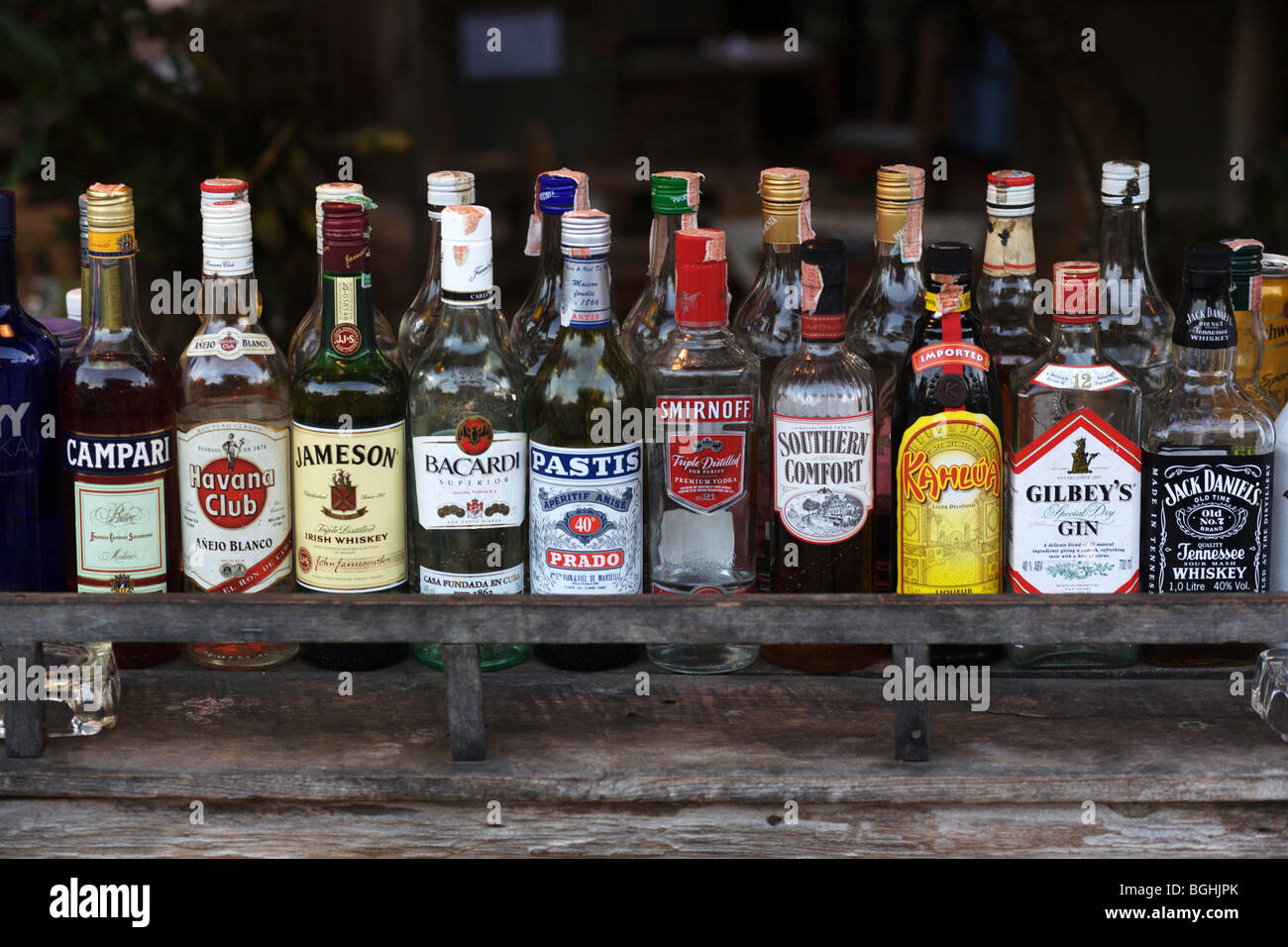 Bottles of spirits or liqour Stock Photo
