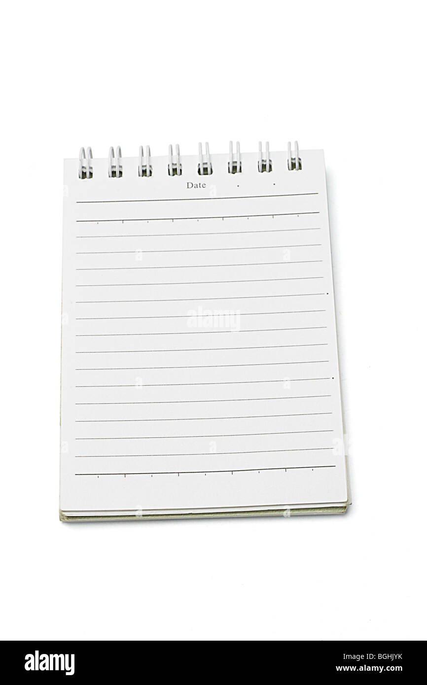 Open blank mini note book on white background Stock Photo