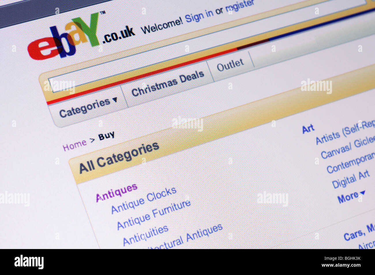 Ebay website (UK) Stock Photo