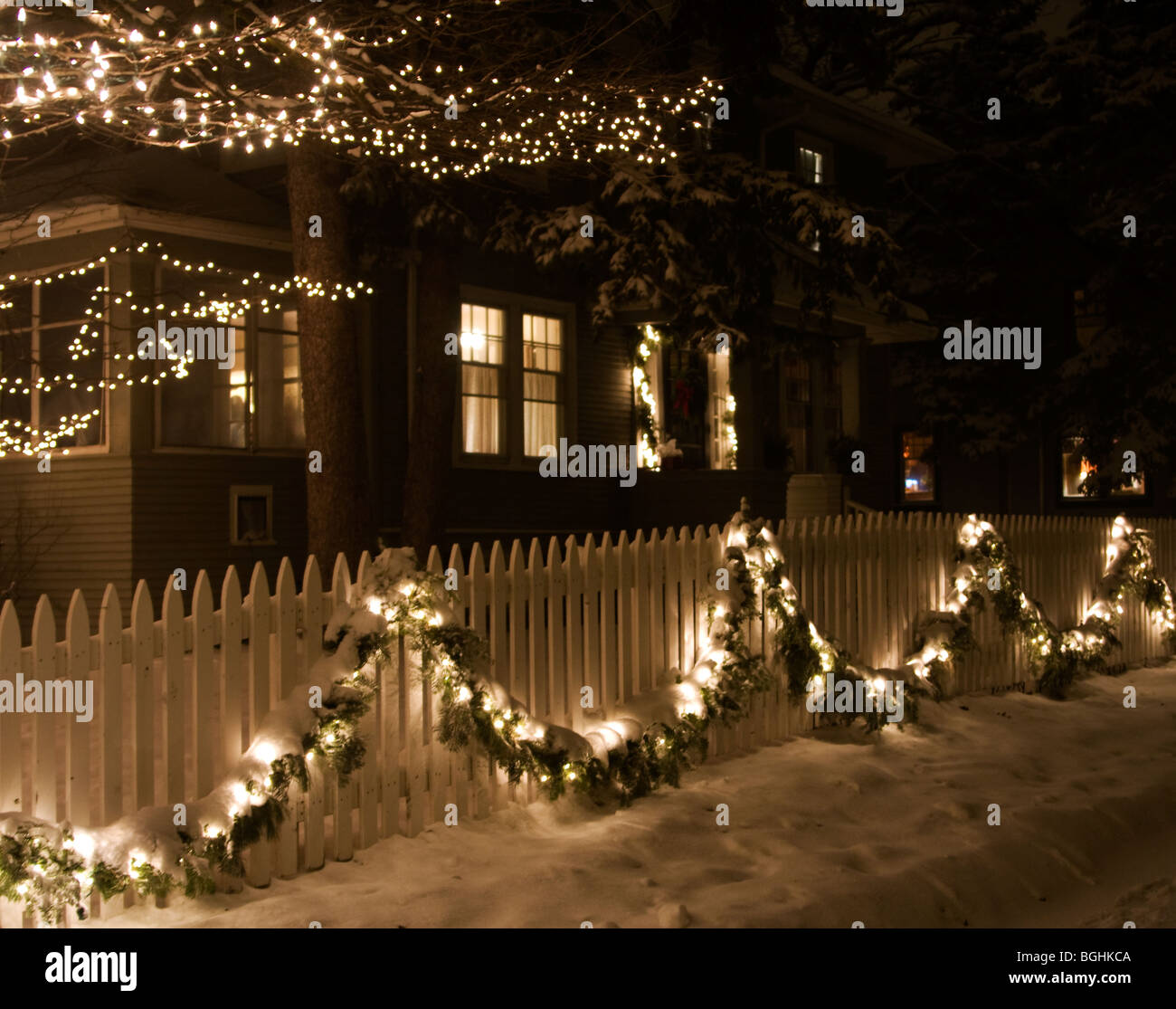 Outdoor holiday decorations Stock Photo - Alamy