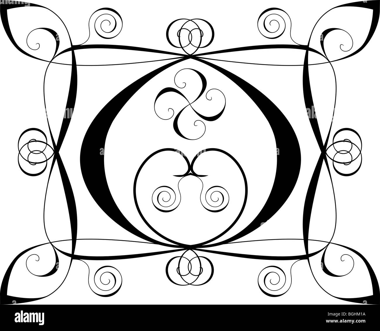 Design background with hearts and spirals on white Stock Photo