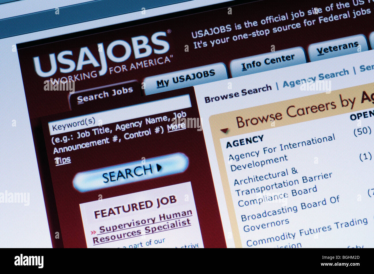 USA JOBS website Stock Photo