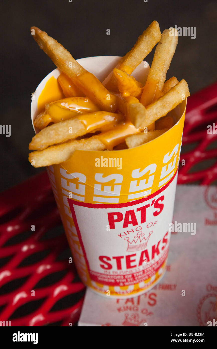 Cheese Fries at Pat's Shop in Philadelphia, Pennsylvania Stock Photo