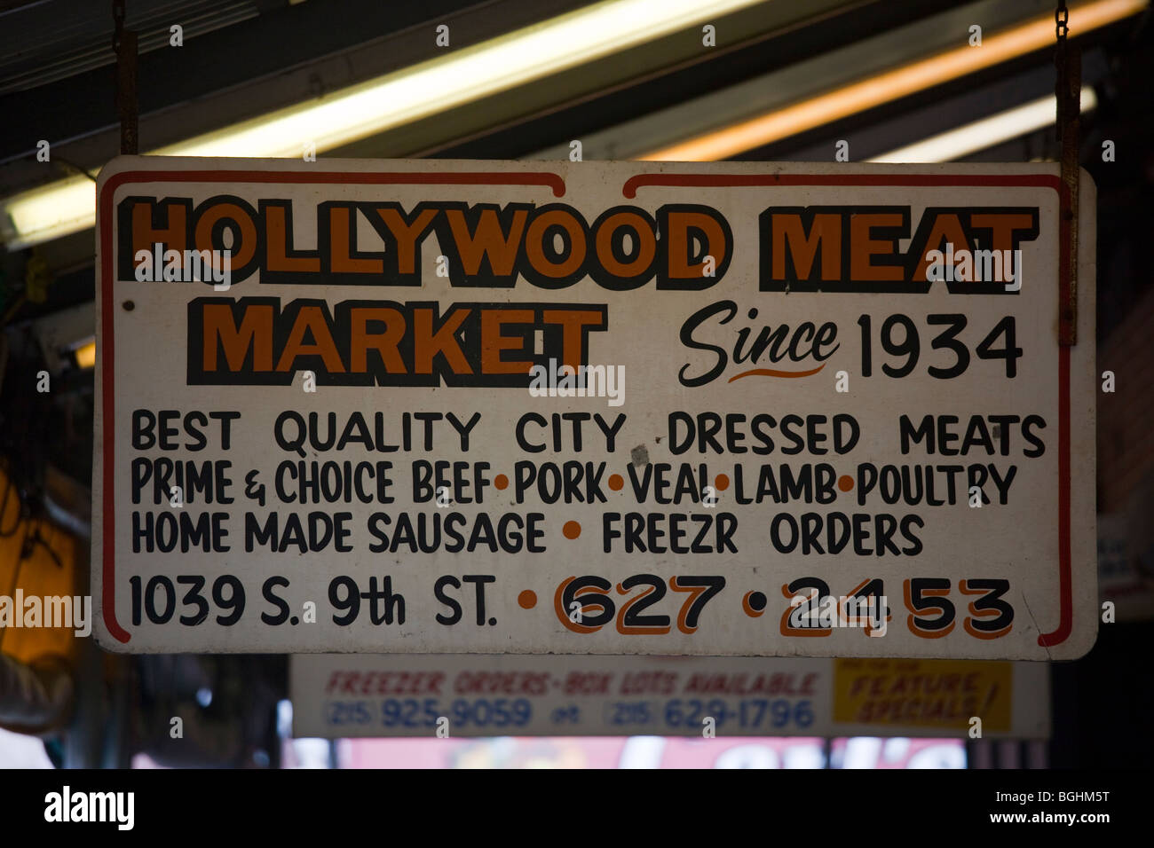 Italian Meat Shop in the Italian Market in Philadelphia, Pennsylvania Stock Photo