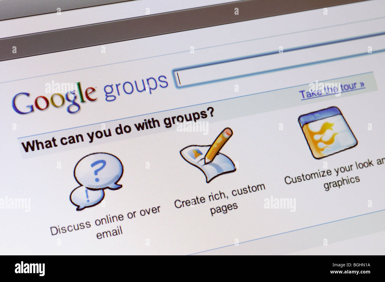 Google groups website Stock Photo