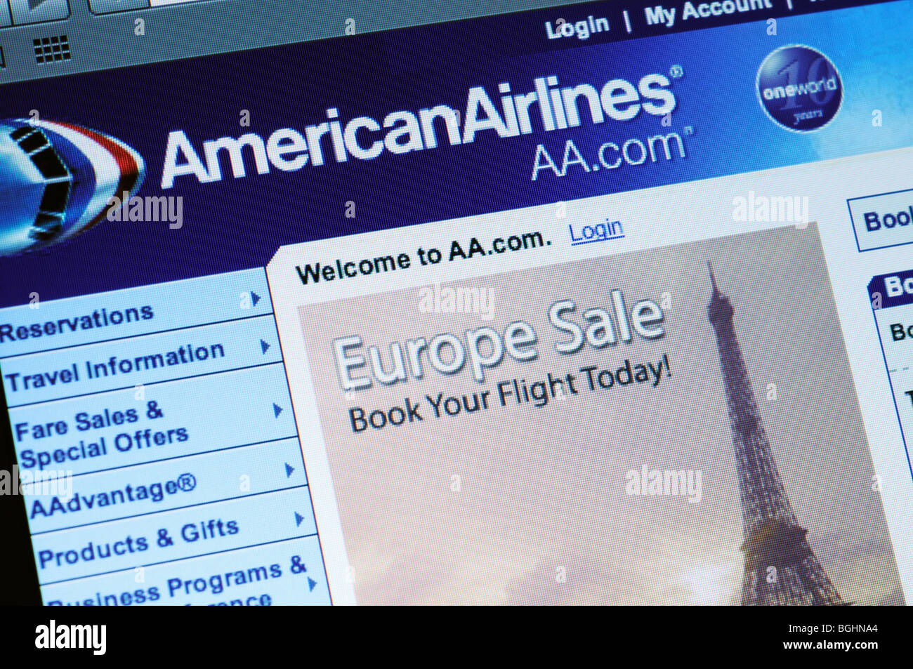 American Airlines website Stock Photo Alamy