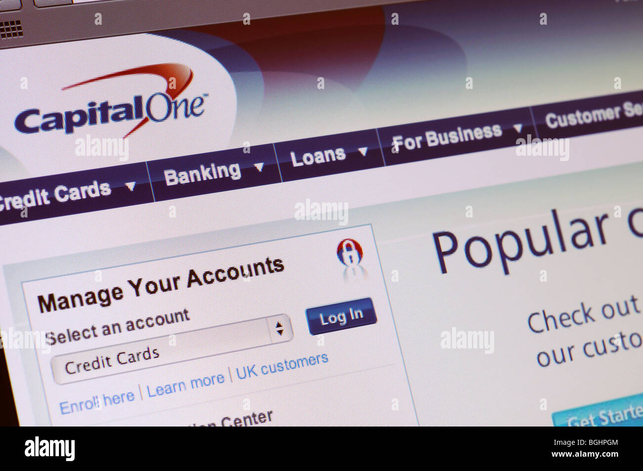 Capital One Bank website Stock Photo